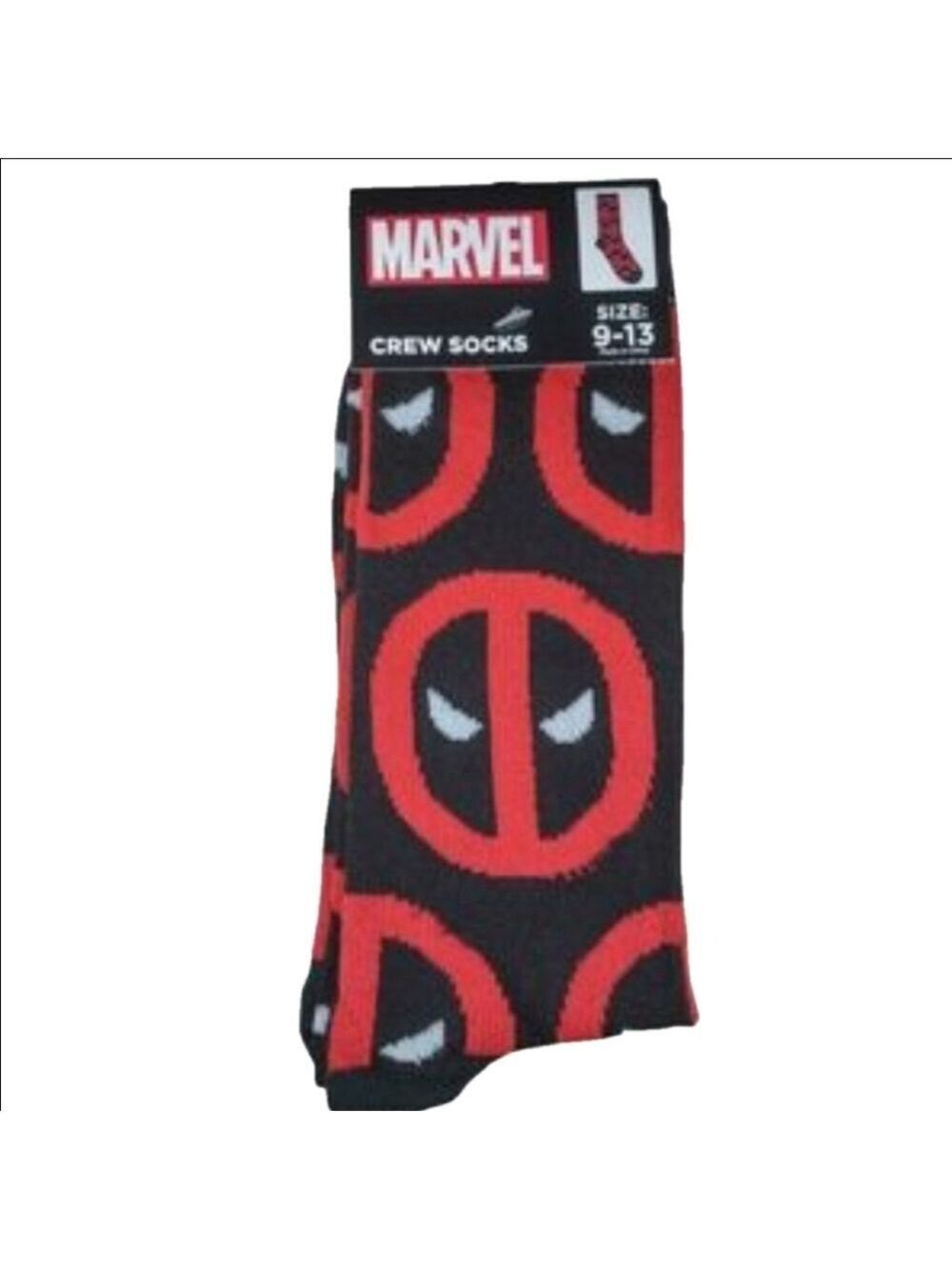 4/$25 Marvel Deadpool Socks Red and Black Equalizer Mens Crew New
